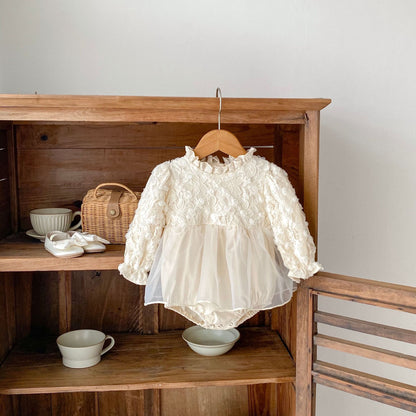 🅽🅴🆆 フラワーメッシュフリルカラーロンパース