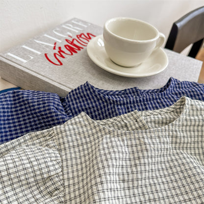 ゆったりぱふチェック柄トップス(2color)