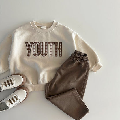 [2color / 80-130] チェックYOUTHスウェットトップス