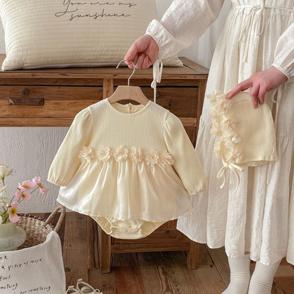 🅽🅴🆆 お花切り替えフリルロンパースセット