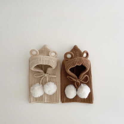 🅽🅴🆆 ぽんぽんクマさんフードニット(5color)