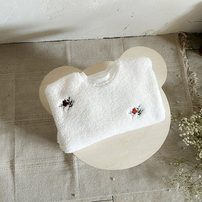 もこもこお花刺繍ロンパース