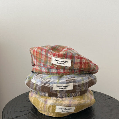 レトロチェックベレー帽(3color)