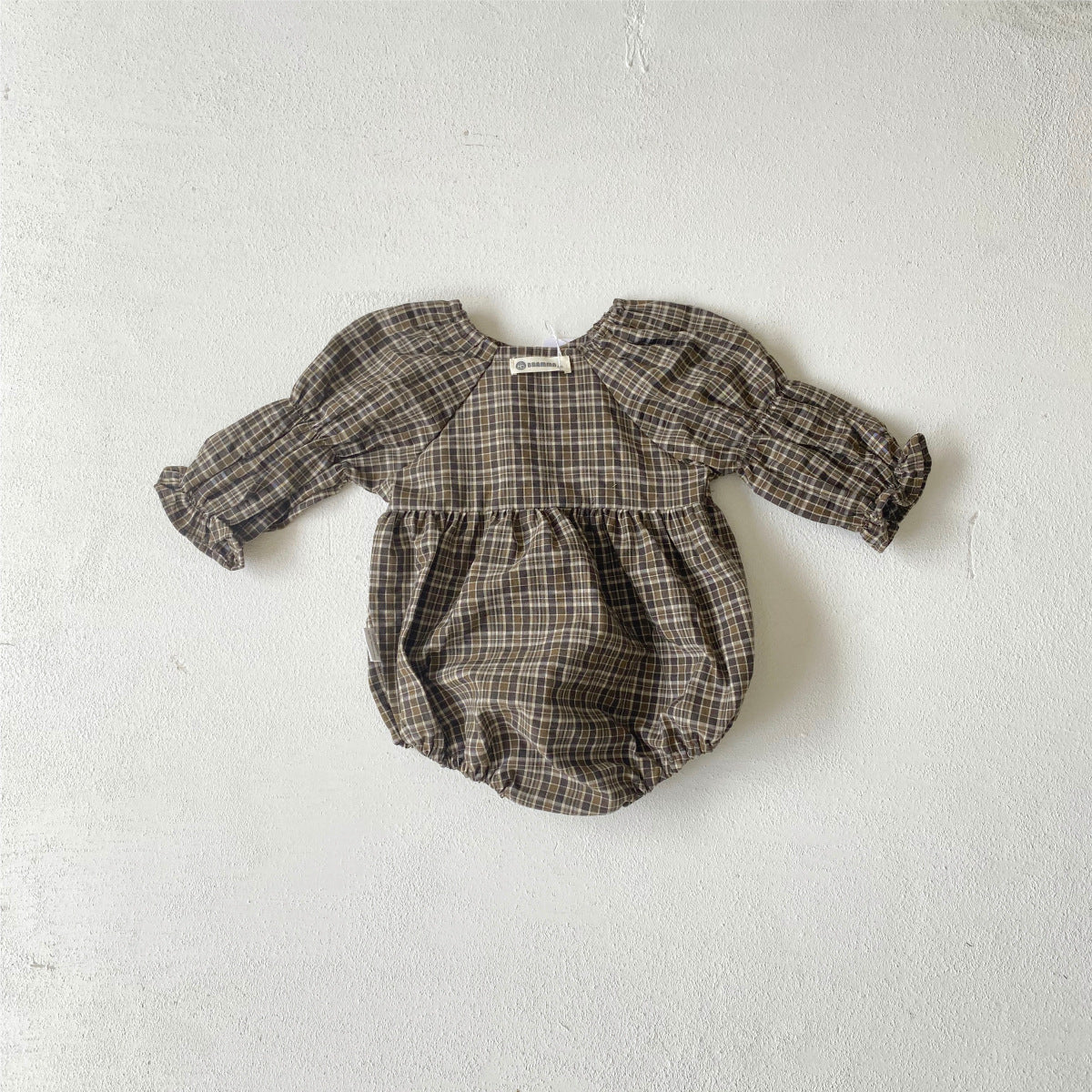 カントリーチェックブラウスロンパース(2color)