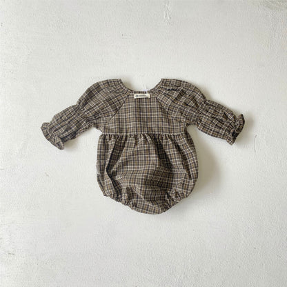 カントリーチェックブラウスロンパース(2color)