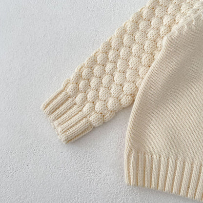 ポコポコスリーブニットカーディガン(2color)