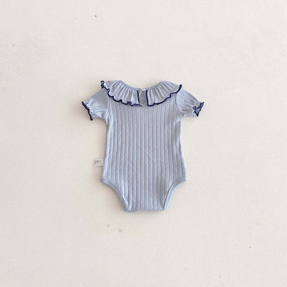 🅽🅴🆆 [3color / 66-90] ラインフリルカラーロンパース