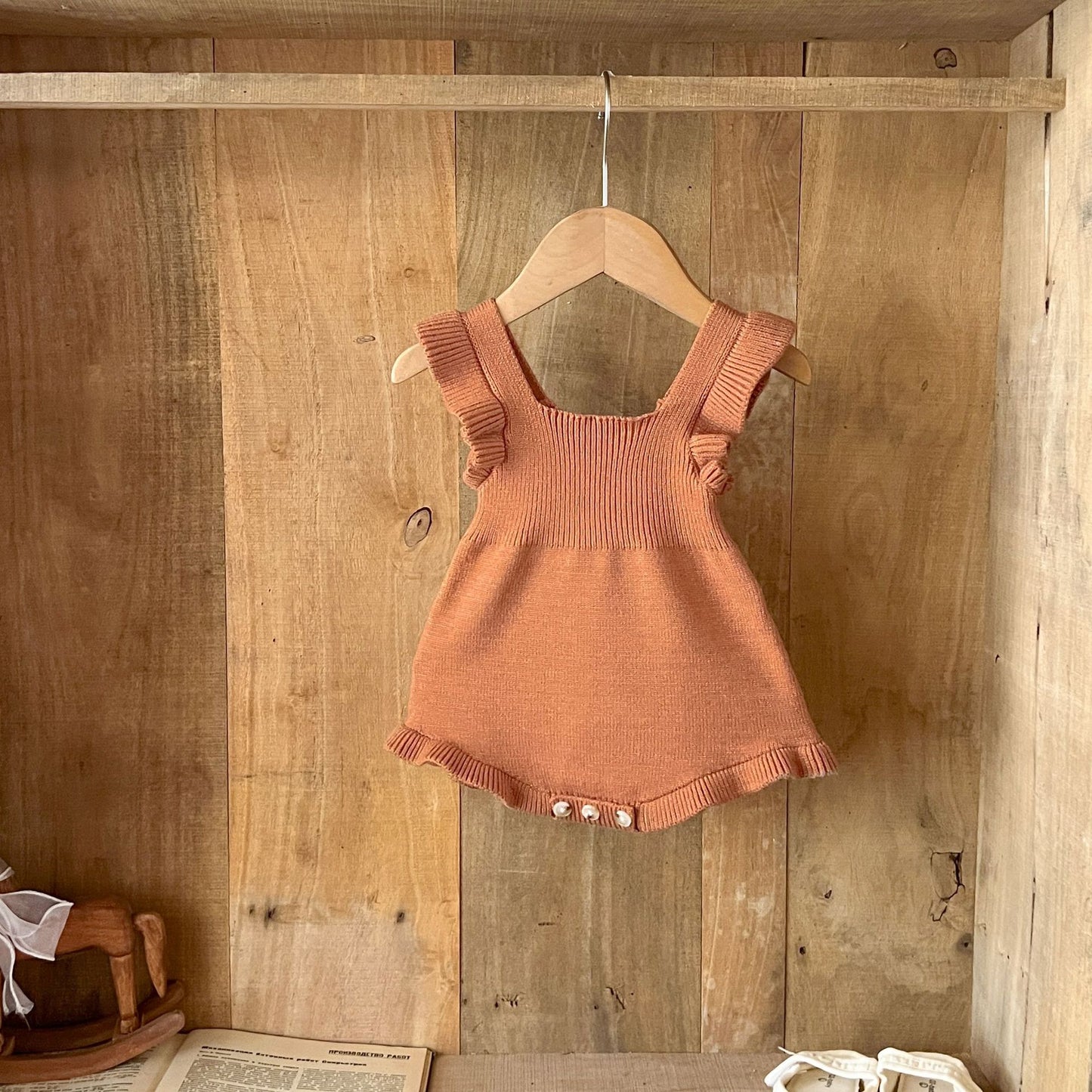 シンプルフリルベビーサロペット(4color)