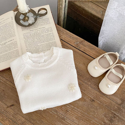 デイジー刺繍ニットロンパース