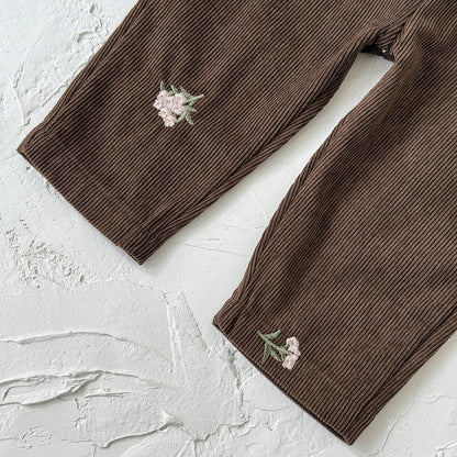 🅽🅴🆆 [2color / 66-100] コーデュロイお花刺繍サロペット