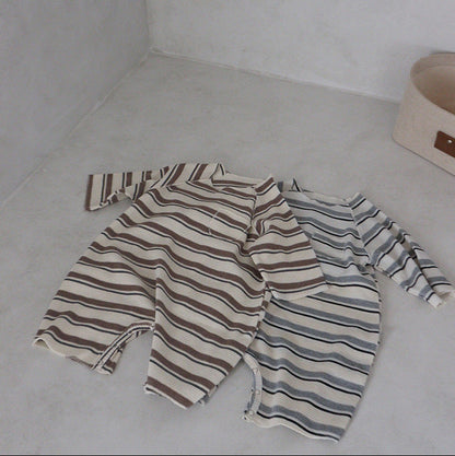 フレンチボーダー長袖ロンパース(2color)