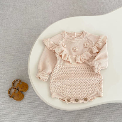 ベビークロッシェフラワーロンパース