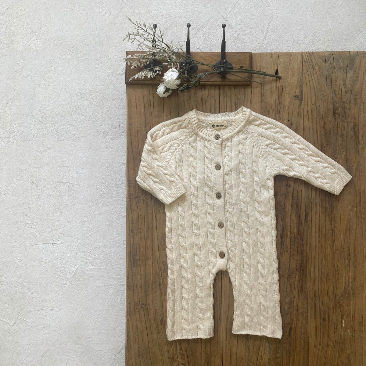 縄編みショコラニットロンパース(3color)