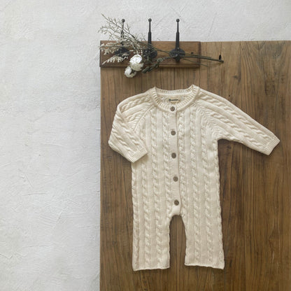 縄編みショコラニットロンパース(3color)