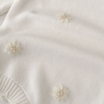 デイジー刺繍ニットロンパース