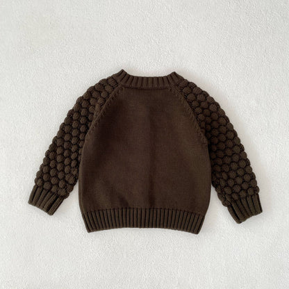 ポコポコスリーブニットカーディガン(2color)