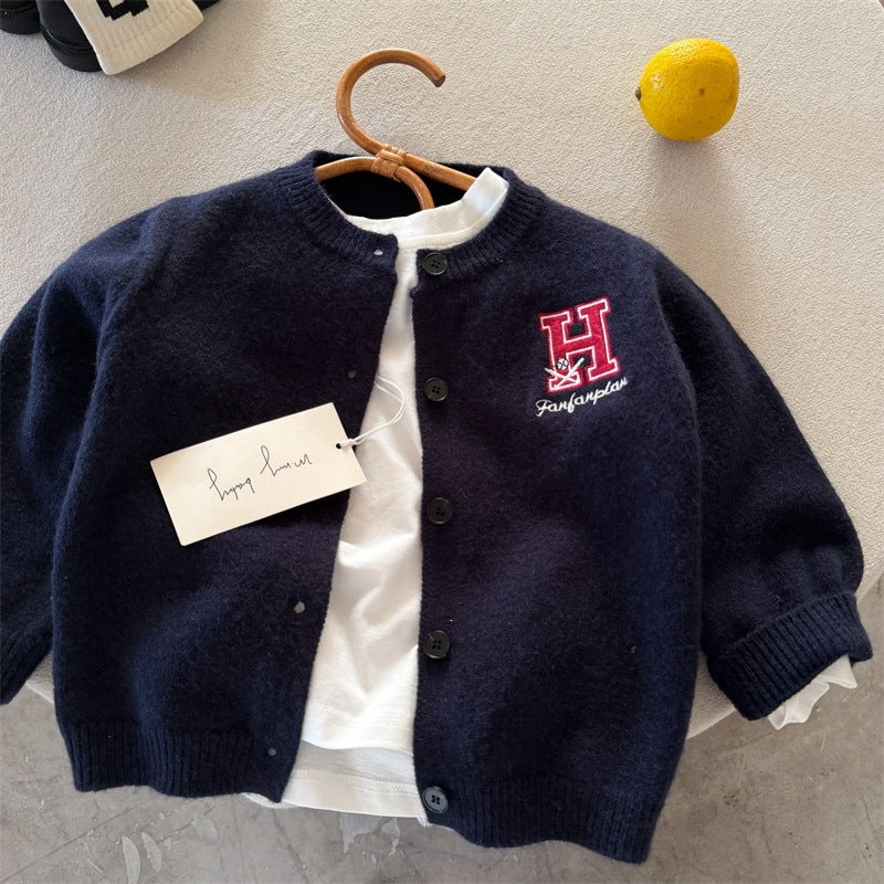 🅽🅴🆆 [4color / 90-140] カレッジワッペンニットカーディガン