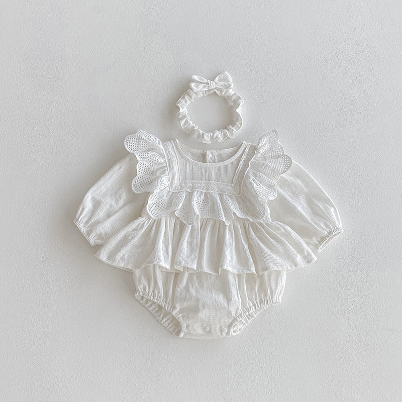 🅽🅴🆆 フラワーレースコットンロンパース