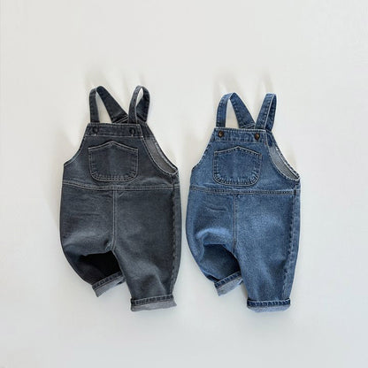 デザインポケットデニムオーバーオール(2color)