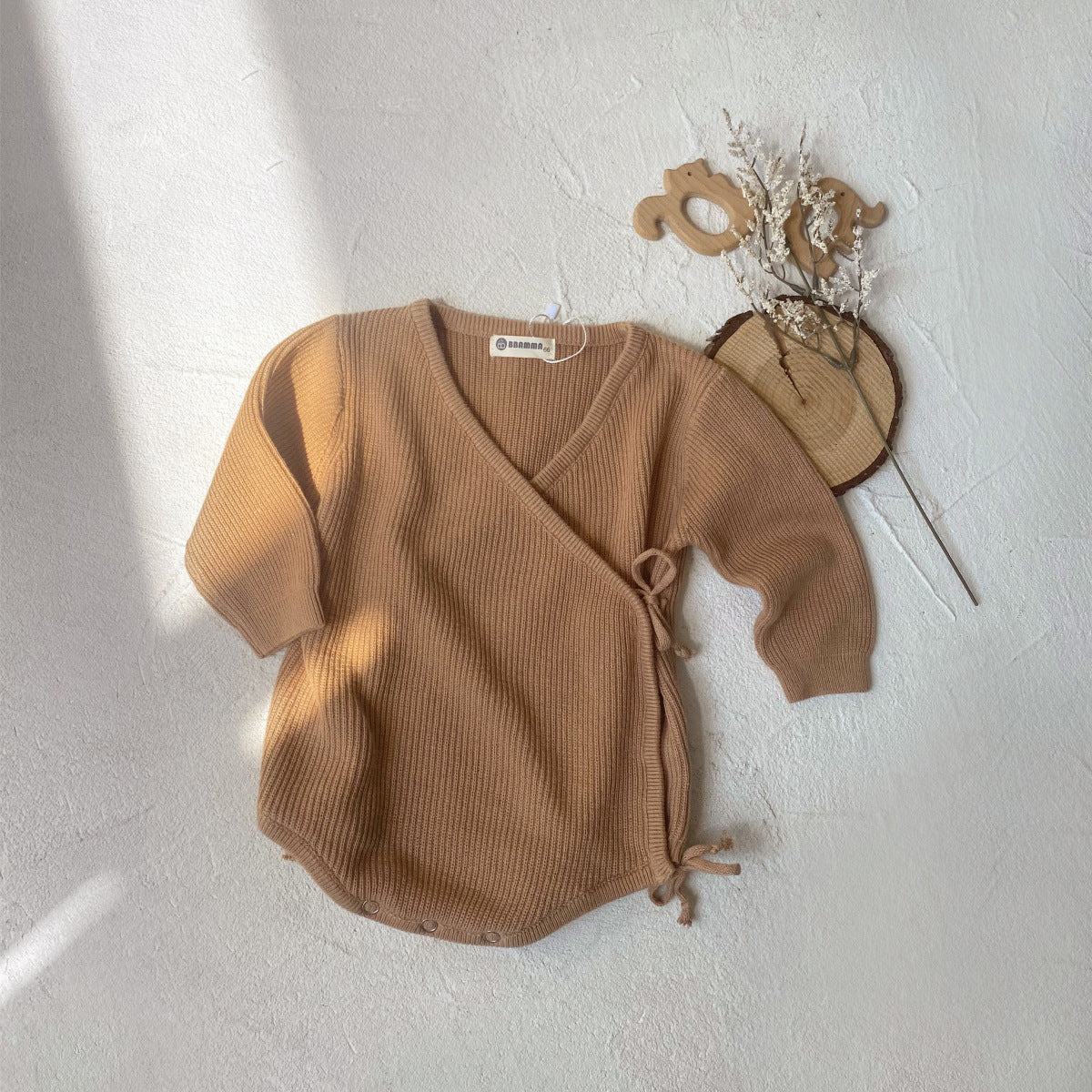 前あきベビーニットロンパース(2color)