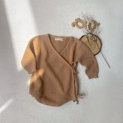 前あきベビーニットロンパース(2color)