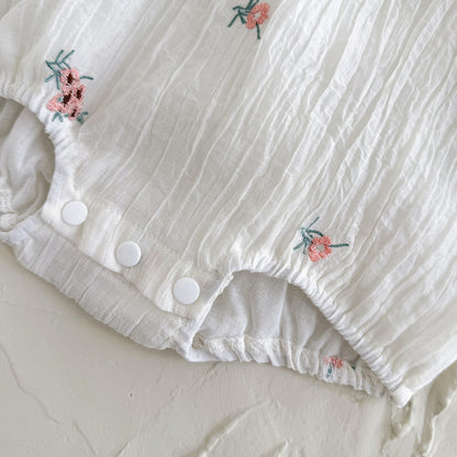 くしゅくしゅお花刺繍ロンパース