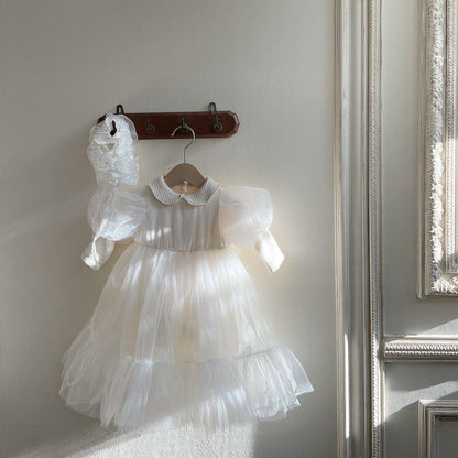 【即納】ふんわりチュールホワイトドレス (100size)
