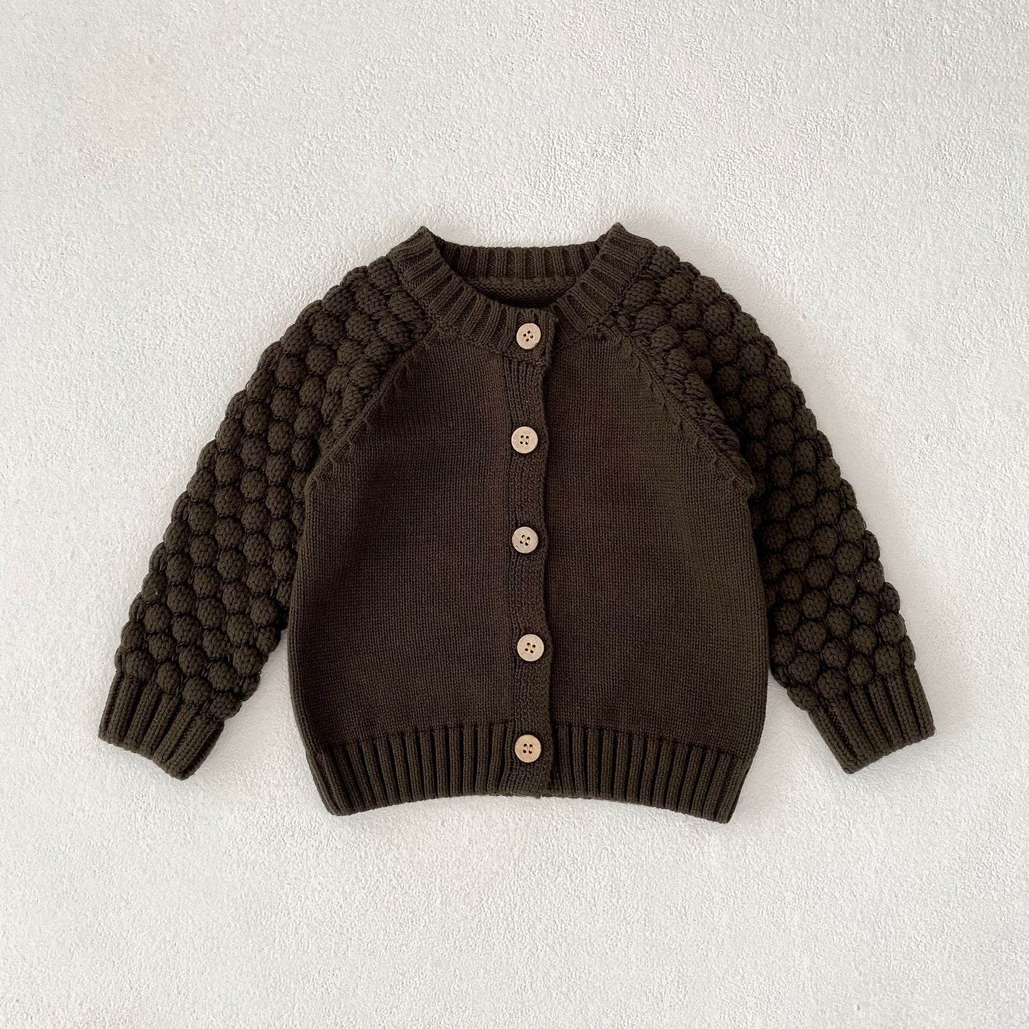 ポコポコスリーブニットカーディガン(2color)