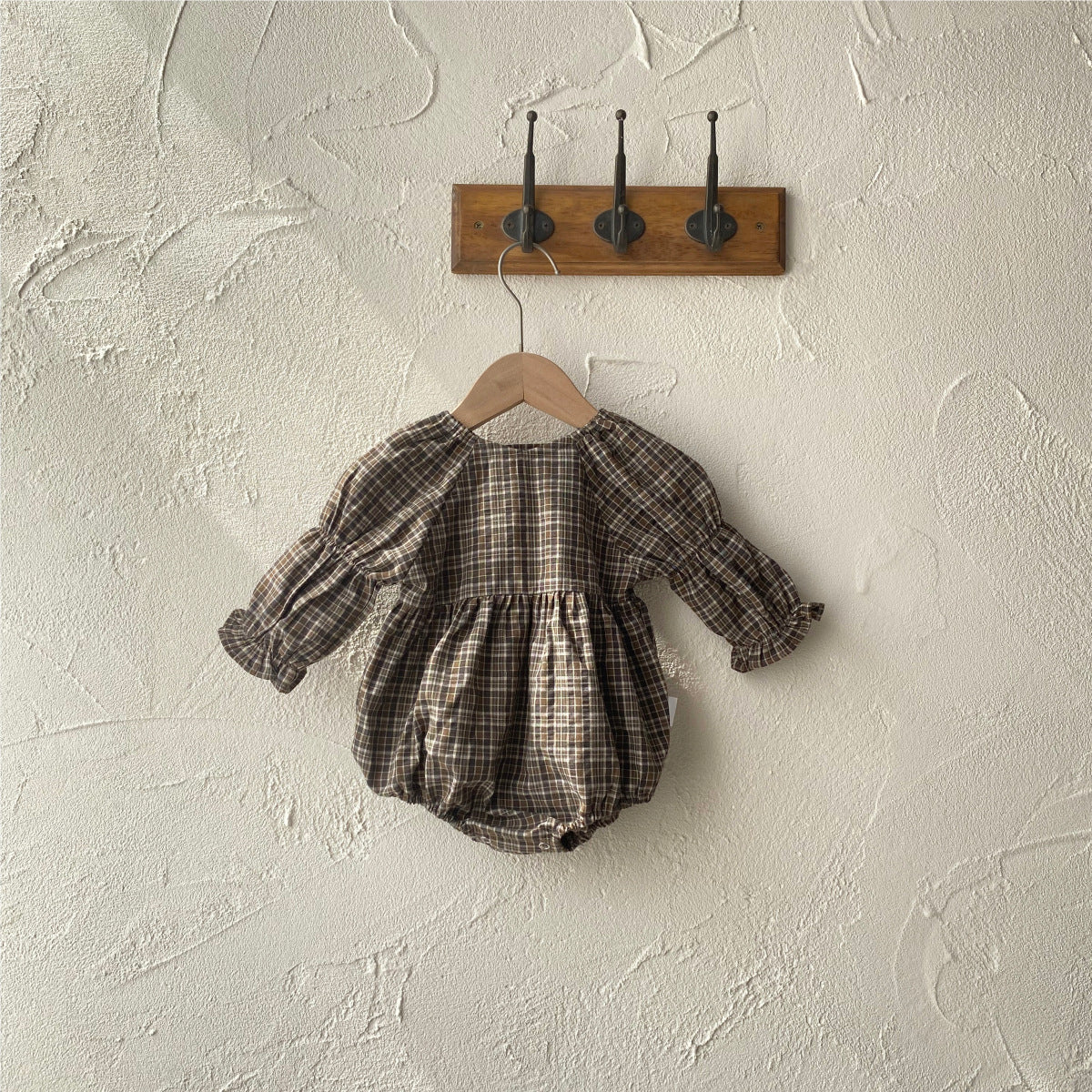 カントリーチェックブラウスロンパース(2color)