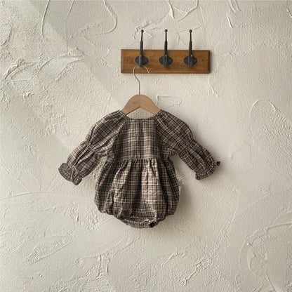 カントリーチェックブラウスロンパース(2color)