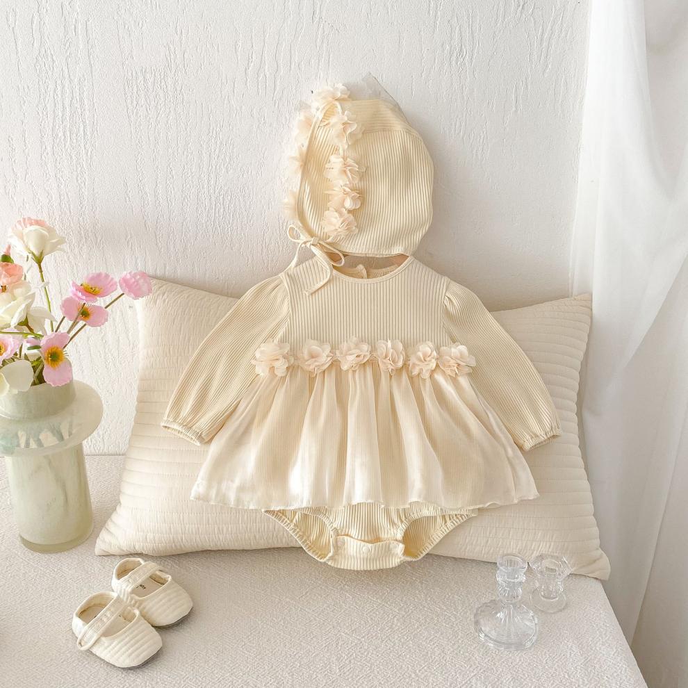 🅽🅴🆆 お花切り替えフリルロンパースセット