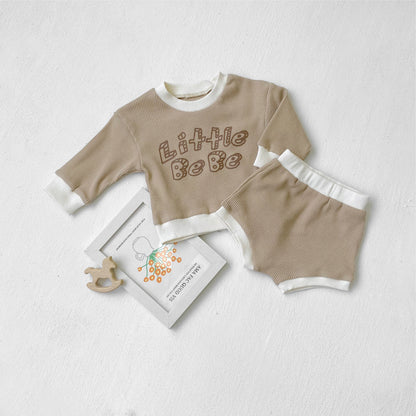 [2color / 66-90] ベビーワッフルツーピースセット