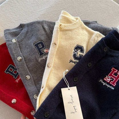 🅽🅴🆆 [4color / 90-140] カレッジワッペンニットカーディガン