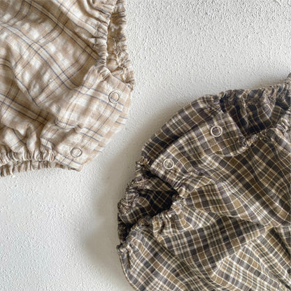 カントリーチェックブラウスロンパース(2color)