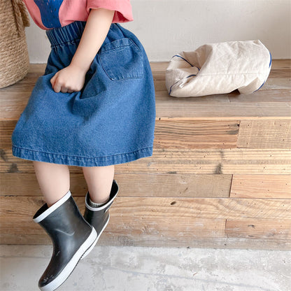 シンプルデニムポケットスカート