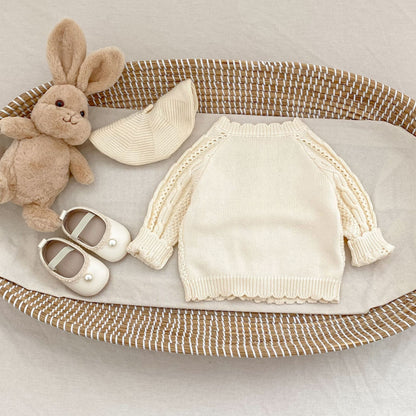 模様編みナチュラルニットカーディガン