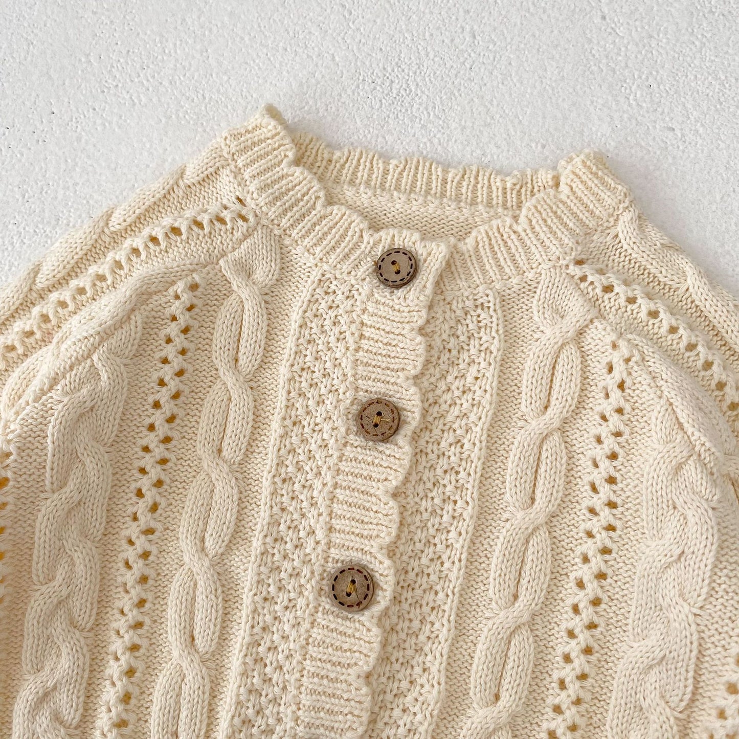 模様編みナチュラルニットカーディガン