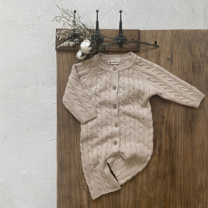 縄編みショコラニットロンパース(3color)