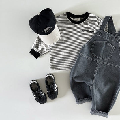 デザインポケットデニムオーバーオール(2color)