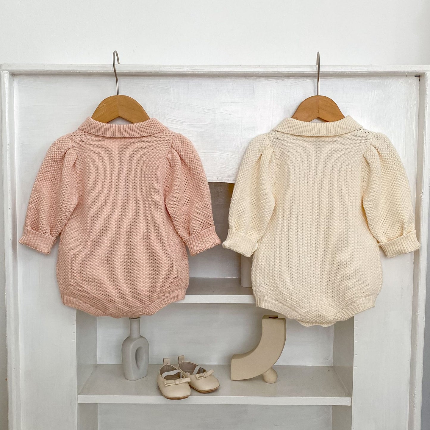 スクエアカラーニットロンパース(2color)