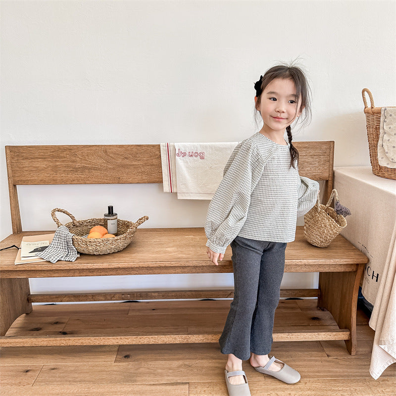 ゆったりぱふチェック柄トップス(2color)