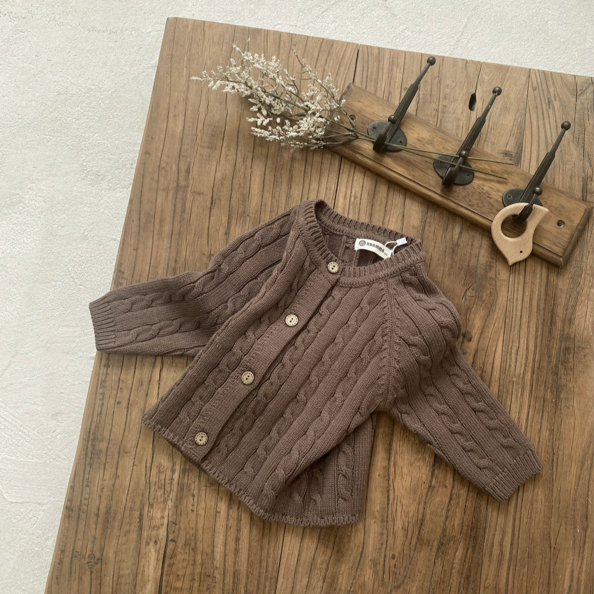 縄編みショコラニットカーディガン(3color)