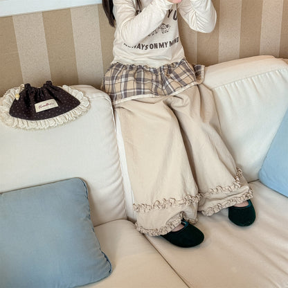🅽🅴🆆 [2color / 80-130] レイヤードワイドレッグパンツ