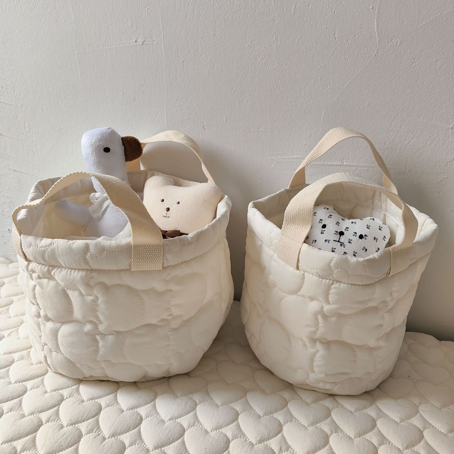 ぷっくりベアキルティングバスケット(2color)