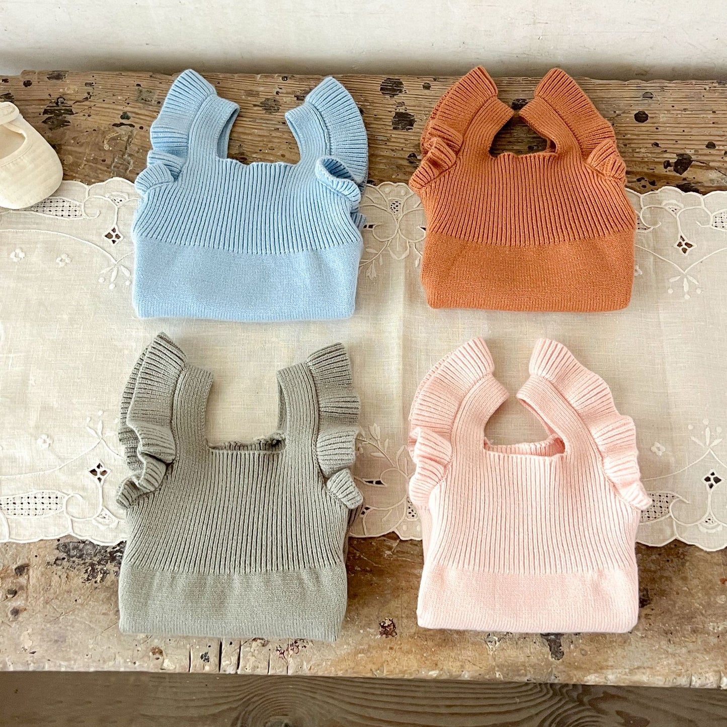 シンプルフリルベビーサロペット(4color)