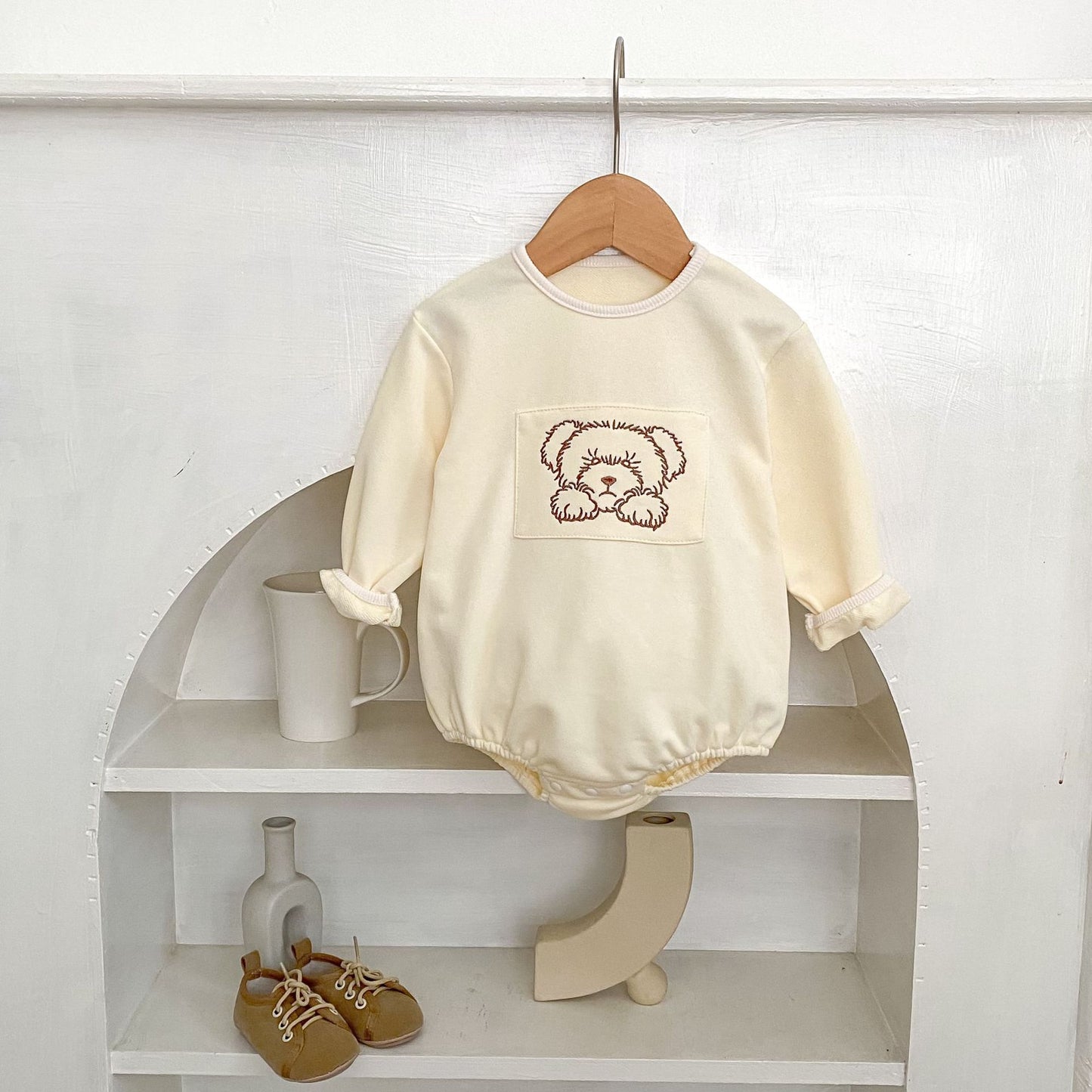 イラストべあ長袖ロンパース