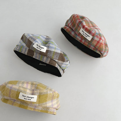 レトロチェックベレー帽(3color)