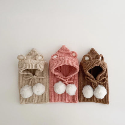 🅽🅴🆆 ぽんぽんクマさんフードニット(5color)