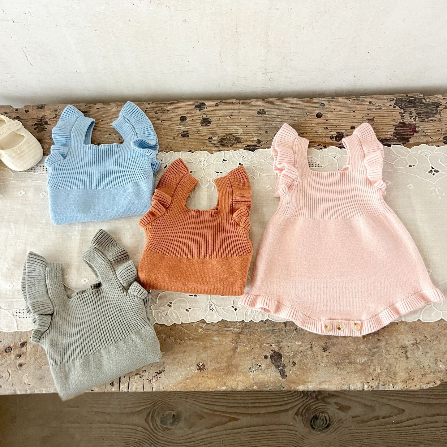 シンプルフリルベビーサロペット(4color)