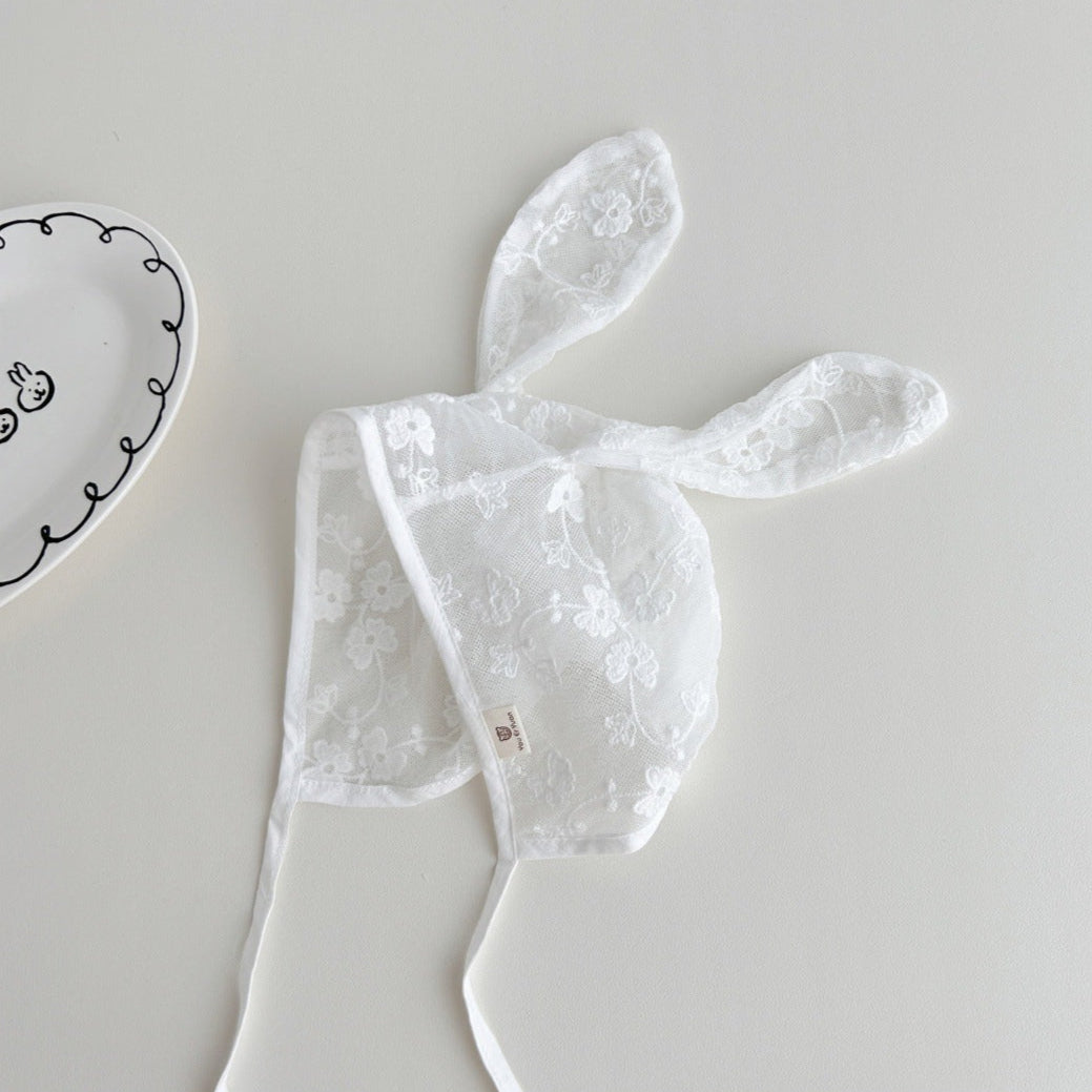 刺繍レースラビットベビーボンネット(2color)